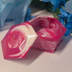 Hexagonal Pink and White Storage Box
